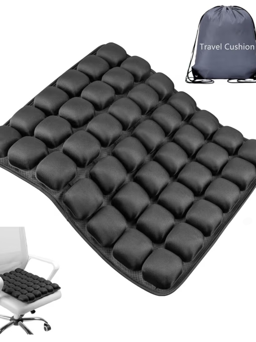 Black Padded Bubble Seat Cushion